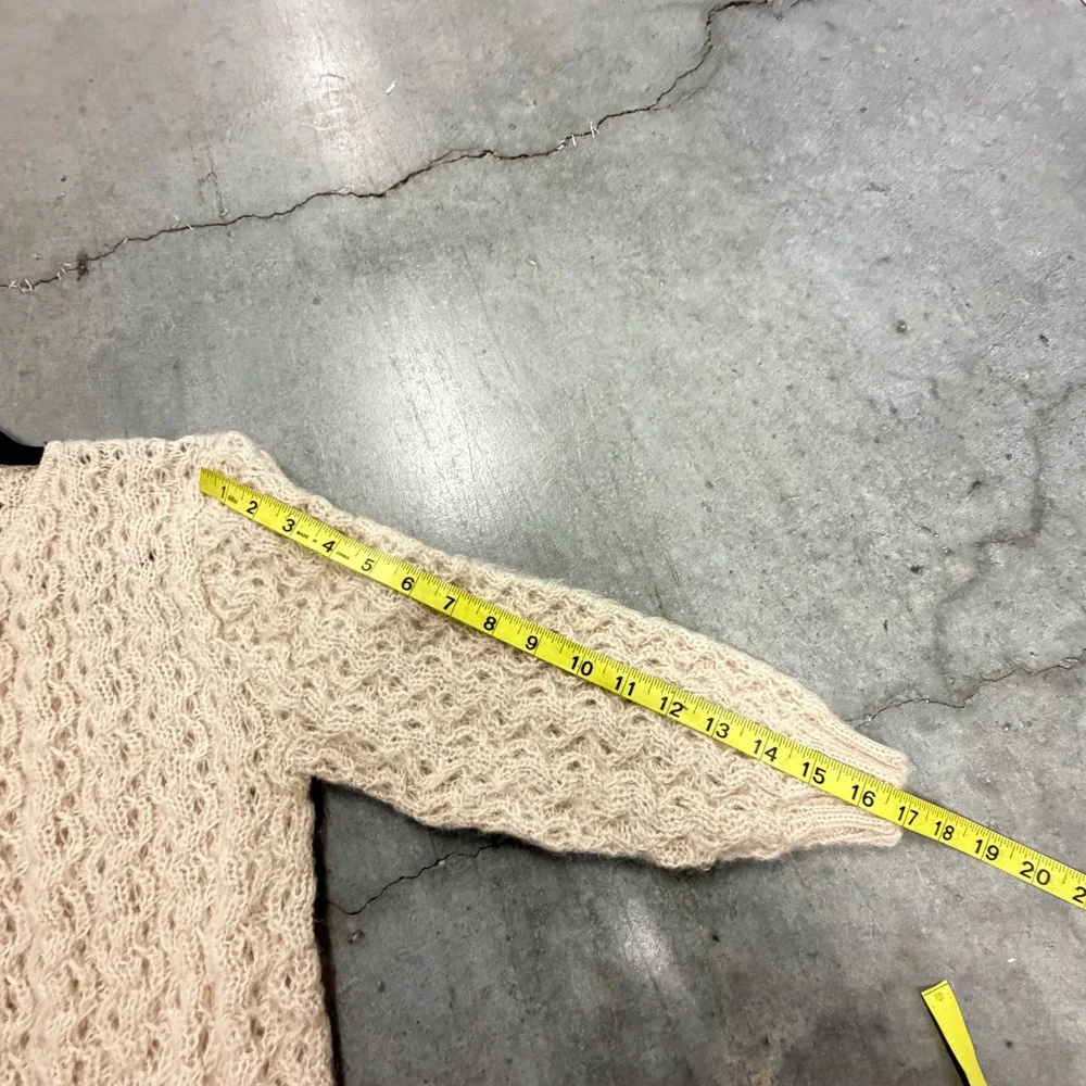 Vintage Italian Vogue Cardigan Women S Beige Mohair Wool Blend Open Knit Vintage